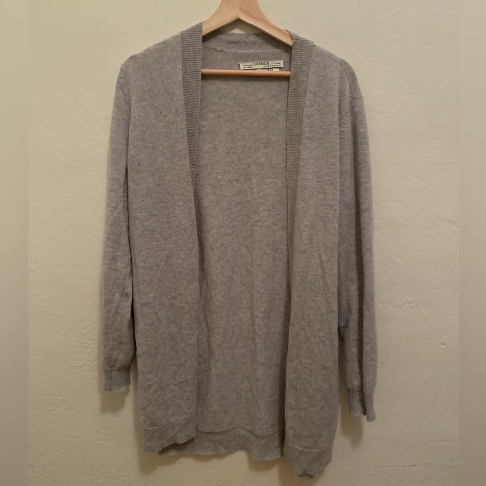 All Saints Gray Hexi Cashmere Cardigan 8